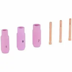 STAMOS Kit Consommable Set Pieces D´Usure Tig Fixations Baguettes Buses Et Pinces 6 Pcs - Rouge