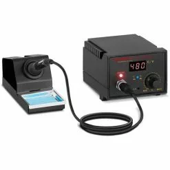 STAMOS Station De Soudage Numérique Avec Écran Et LED Support Pratique 65W 200 à 480°C - Blanc, Crème