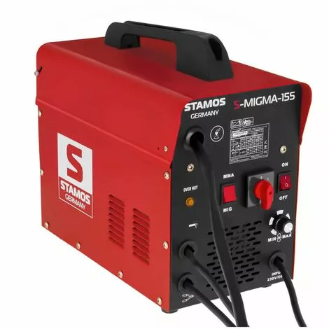 Stamos Poste À Souder MIG/MAG Soudure Mig Mag Mma Fcaw Gaz Inverter 155A 230V - Rouge, Argent – Image 3