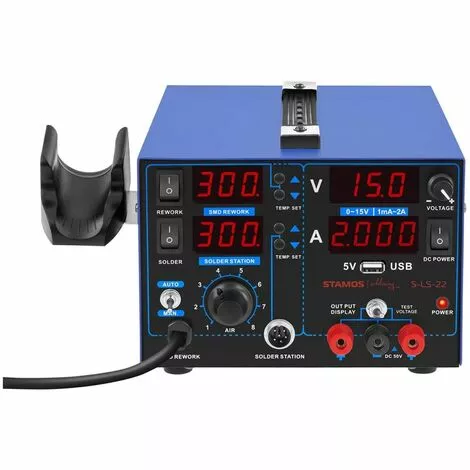 STAMOS En 1 Fer À Souder Kit 800W Station De Soudage Pompe Soudure Etain Electronique - Rouge – Image 2