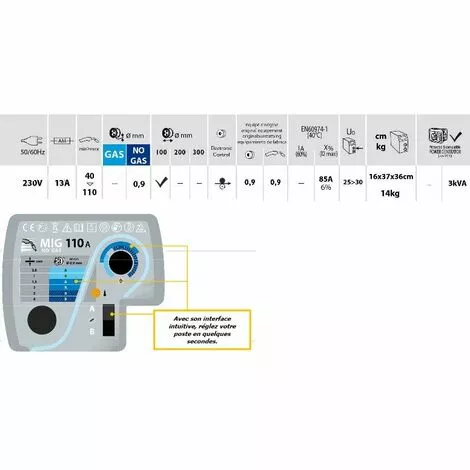 Gys - Poste à Souder Mig Mag Semi-auto 110A - Smartmig 110 – Image 2