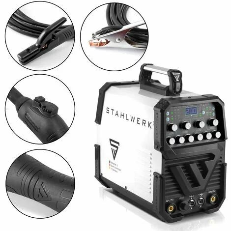 STAHLWERK AC/DC TIG 200 Puls ST, Nombreux Paramètres De Soudage Réglables, ALU & Tôle Mince Adaptée, Garantie 7 Ans