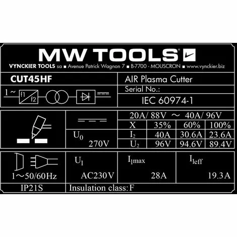Découpeur Plasma Portable 45 A MW-Tools CUT45HF – Image 5