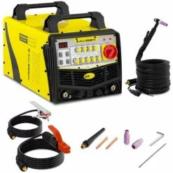 STAMOS Poste à Souder AC/DC TIG MMA WIG 225A Inverter De Soudage Hf Aluminium Puls - Vert, Gris