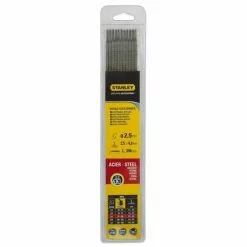 STANLEY 460725 Lot De 11 électrodes Rutiles Acier - Ø 2,5 Mm - L 350 Mm - Baguettes De Soudure