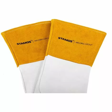 STAMOS Gants De Soudure Soudeur Soudage TIG Haute Dextérité Protection Travail Cuir XL - Or, Blanc – Image 2