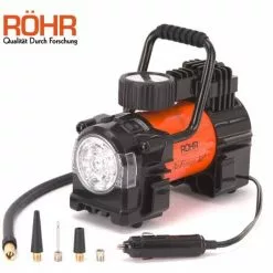 RÖHR Gonfleur De Pneu ROHR Airforce 12 12v 150 Psi 180w Compresseur D'air Sans Fil 35 Litres / Min Pompe à Pneu Avec Lampe Torche LED Pour Voitures, Motos, Vélos, Lit Pneumatique Et Bateau