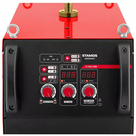 HELLOSHOP26 Poste À Souder MIG/MAG MMA E-Hand FCAW S-MIG 400 (400 V, 400 A, Profondeur Max. 20 Mm, Arc Force, Anti-Stick, VRD, Avec Dévidoir Externe, Torche MIG Refroidie À L'Eau, Sans Fiche - Or – Image 2