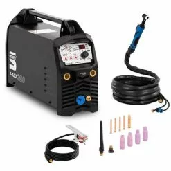 Poste À Souder À L'Arc MMA Onduleur IGBT Inverter Alu 200A 230V TIG AC/DC Stamos - Noir, Argent