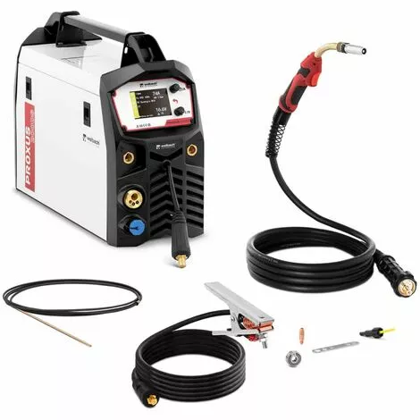 STAMOS Poste À Souder À L'Arc Gaz Inverter IGBT MIG/MAG MMA TIG FCAW Synergique 200A - Blanc, Blanc Mat