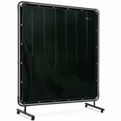 STAMOS Rideau De Soudure Avec Cadre Bâche Ignifuge En Vinyle Rideau Protection 1,7x1,7m - Noir