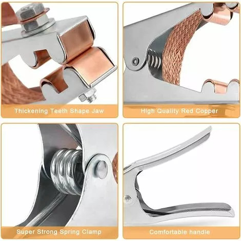 DEVENIRRICHE Pince De Masse, Pince Soudure, 1 Pince De Terre De Soudage, Fait De Fer + Laiton, Solide Et Durable, Matériel De Soudage Professionnel, Pour La Plupart Des Machines à Souder (500A) – Image 3