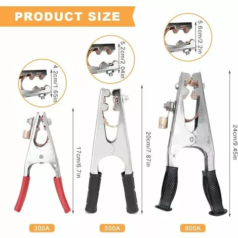 Pince De Masse Pince De Masse Laiton, Fabriqué En Fer, Durable, Sûr Et Stable, Confortable à Tenir, Adapté Au Soudage électrique (800A)Macaron – Image 2