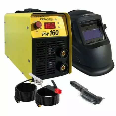 PROWELTEK Poste à Souder à L'arc Inverter PW160 + Cagoule Automatique 9/13 + Mallette Luxe