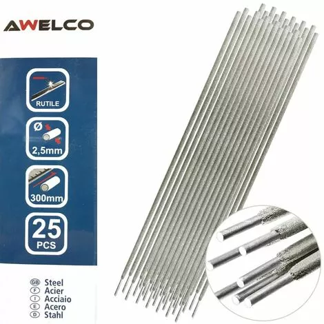 Electrodes Rutile 2,5 X 300 Mm 25 Pièces AWELCO Baguette Enrobée Soudure à L'arc Acier – Image 2