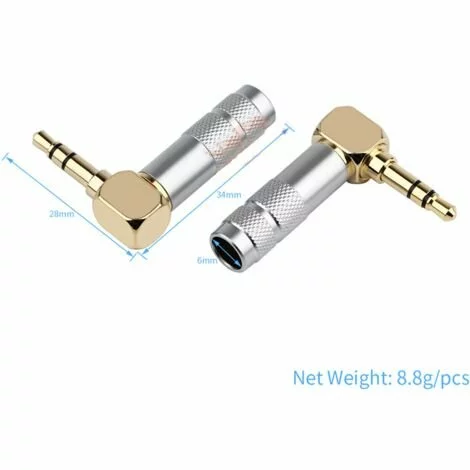 IRISFR Lilaris 2X Prise Mini Jack 3,5mm Coude Male à Souder Stéréo Fiche Male MiniJack 3.5 Mm Connecteur Soudure Angle 90° Angle Plaque Or – Image 2