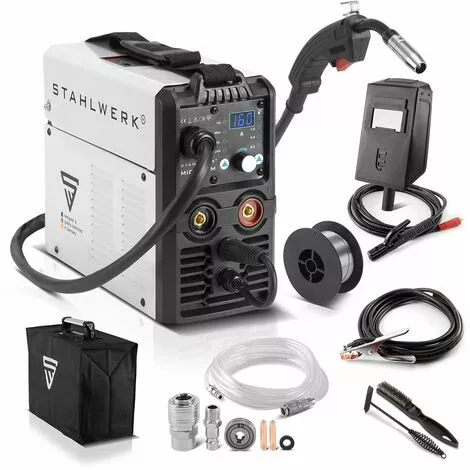STAHLWERK MIG MAG 160 M Poste à Souder IGBT Appareil Combiné 5 En 1 Entièrement Synergique Avec Véritable 160 Ampères / Fil Fourré, MIG MAG, ARC MMA, Lift TIG