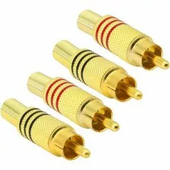 MACARON Fiche Audio RCA, AV Stéréo Mâle Or Plaqué Avec Ressort Coaxiale Audio Sans Soudure Adaptateur Pour Transfert Entre Les Interfaces De Matériel Audio (4-Pack)LO-Ron