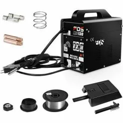 GOPLUS Poste à Souder, Soudage Electrique MIG 130 Tension 230V, Appareil De Soudage Professionnel, 30-120A Avec Masque Equipement De Soudage (Noir)